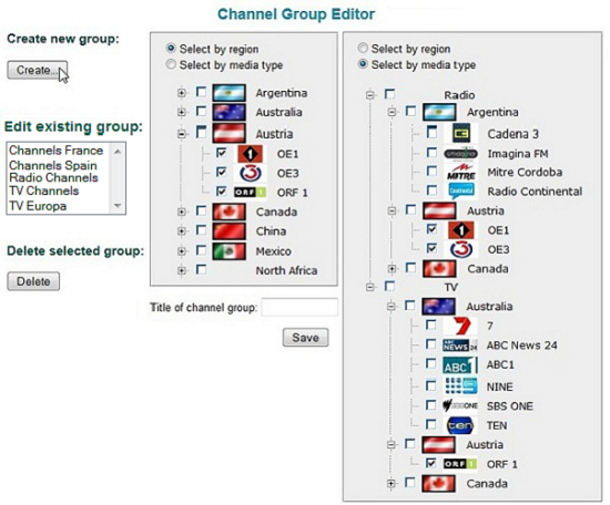 Create a new channel group in the Channel Group Editor