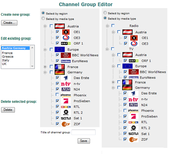 Create a new channel group in the Channel Group Editor