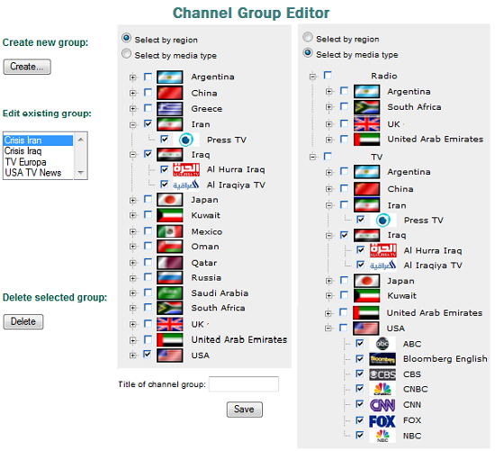 Create a new channel group in the Channel Group Editor