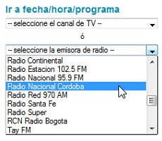 Seleccione un canal de radio o TV específico.